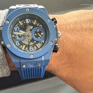 Hublot Blue Skeleton Dial Watch